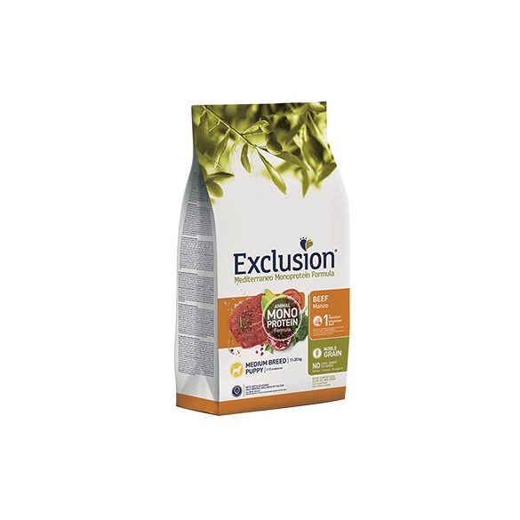 Exclusion Mediterraneo Monoprotein Noble Grain Puppy Beef Medium 3kg - Közeli lejárat 2024.11.30